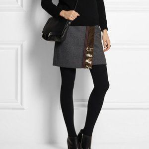 J. Crew Wool Blend Origami Skirt with Sequin Stripe